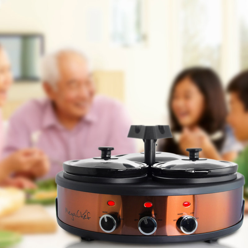 Mega Chef Qt. Round Triple Slow Cooker and Buffet Server & Reviews